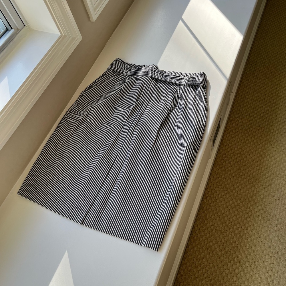 NWT, Ann Taylor, 8P, Seersucker skirt with tie in front - Picture 2 of 6